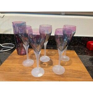 Set of 5 Rueven Nouveau Art glasses with pitcher